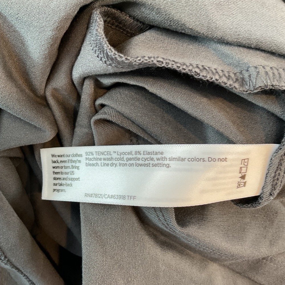 Eileen Fisher Metor Grey Tencel V-Neck A-Line Dress 3/4 Sleeve Pockets L NEW - Picture 8 of 10